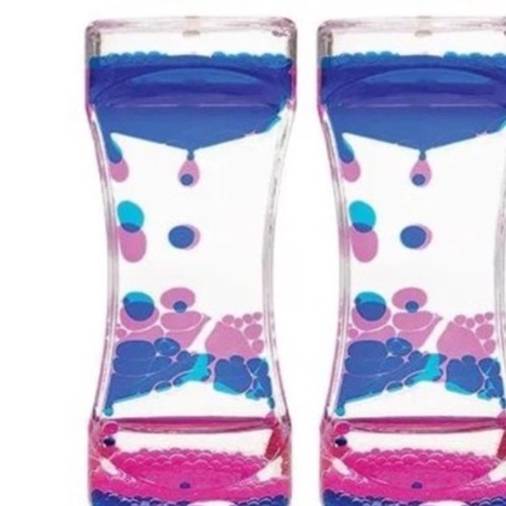 Set of 2 Liquid Motion Bubbler Sensory Timer Blue Pink Hourglass Desk Toy 5.4in